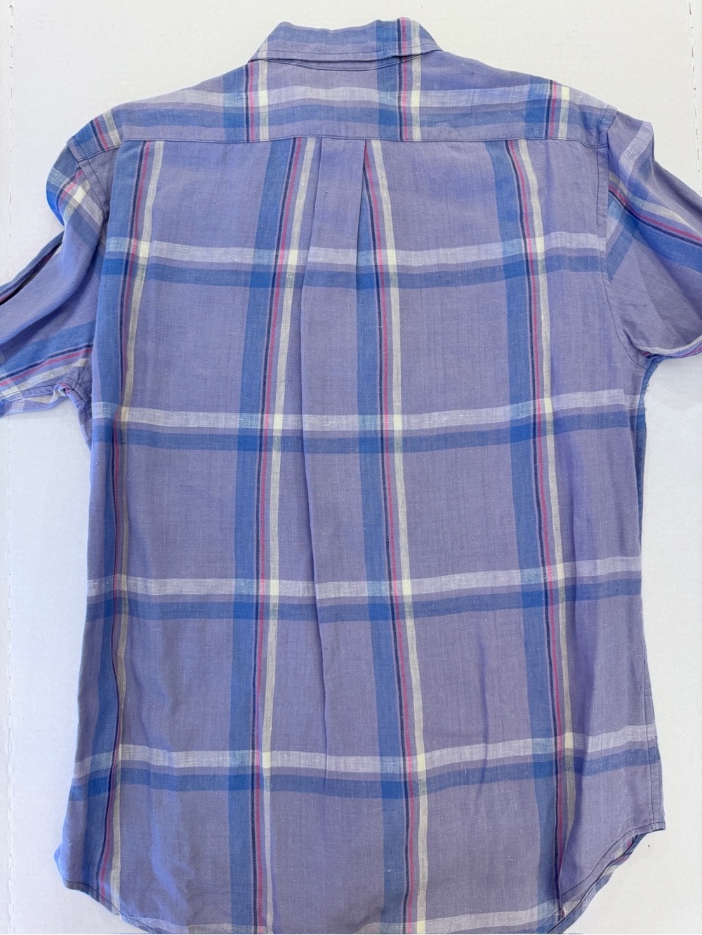 Lauren Ralph Lauren Womens 100% Linen Plaid Button Up Purple Blue Medium Preppy - Picture 2 of 9